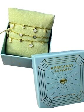 Arm Candy Los Angeles Luxe Collection CZ stone charm bolo bracelet set- NWT